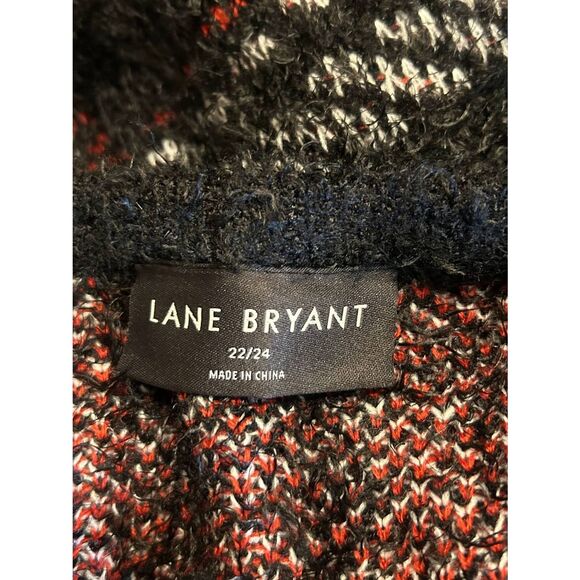 Lane Bryant Knit Tank Sweater Black Red Plaid Jacquard Print Size 22/24 (5389) - Picture 2 of 5